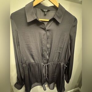 Simply Vera Vera Wang Dark Gray Button-Down Shirt